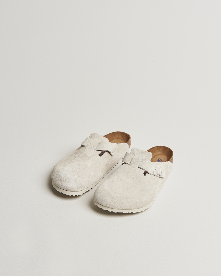 Herr | BIRKENSTOCK Boston Soft Footbed Antique White Suede | BIRKENSTOCK | Boston Soft Footbed Antique White Suede