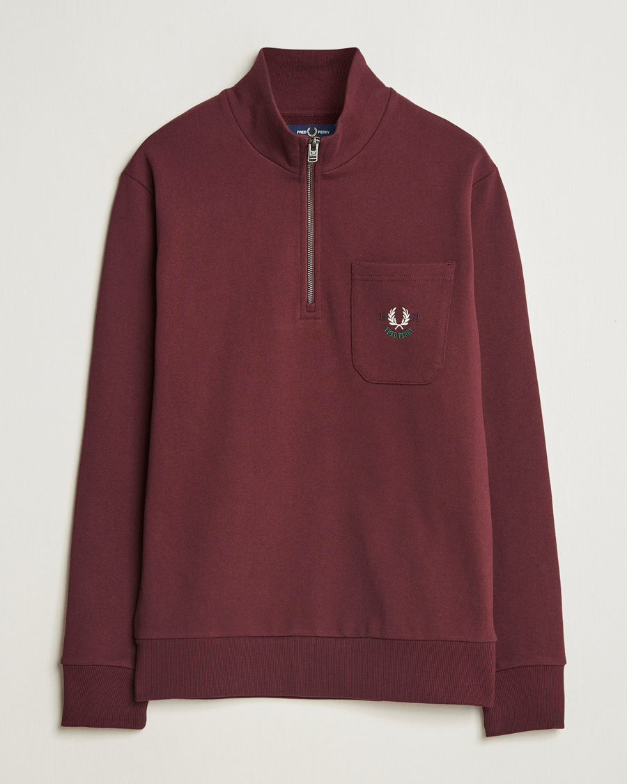 Herr | Tröjor | Fred Perry | Embroidered Champion Half Zip Oxblood