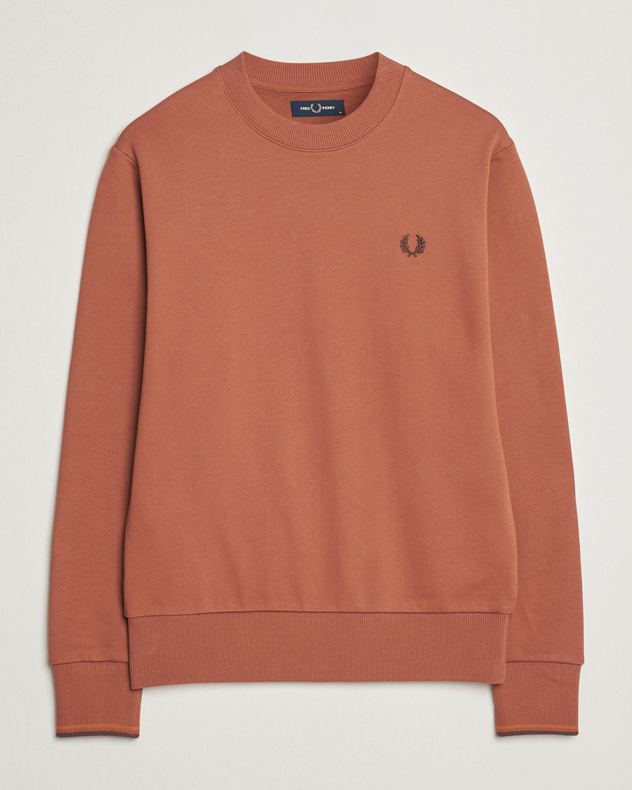 Herr | Tröjor | Fred Perry | Crew Neck Sweatshirt Cinnamon Brown