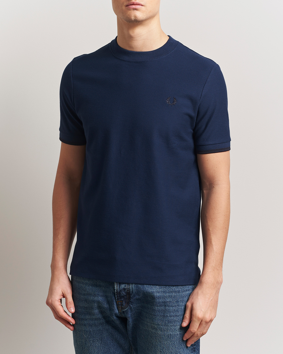 Herr | T-Shirts | Fred Perry | Tipped Cuff Pique T-Shirt Tennis Blue