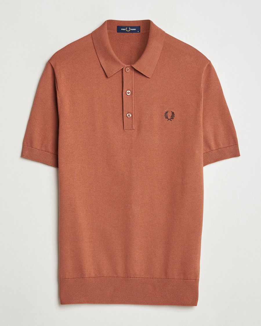 Herr | Pikéer | Fred Perry | Cotton Knitted Polo Cinnamon Brown