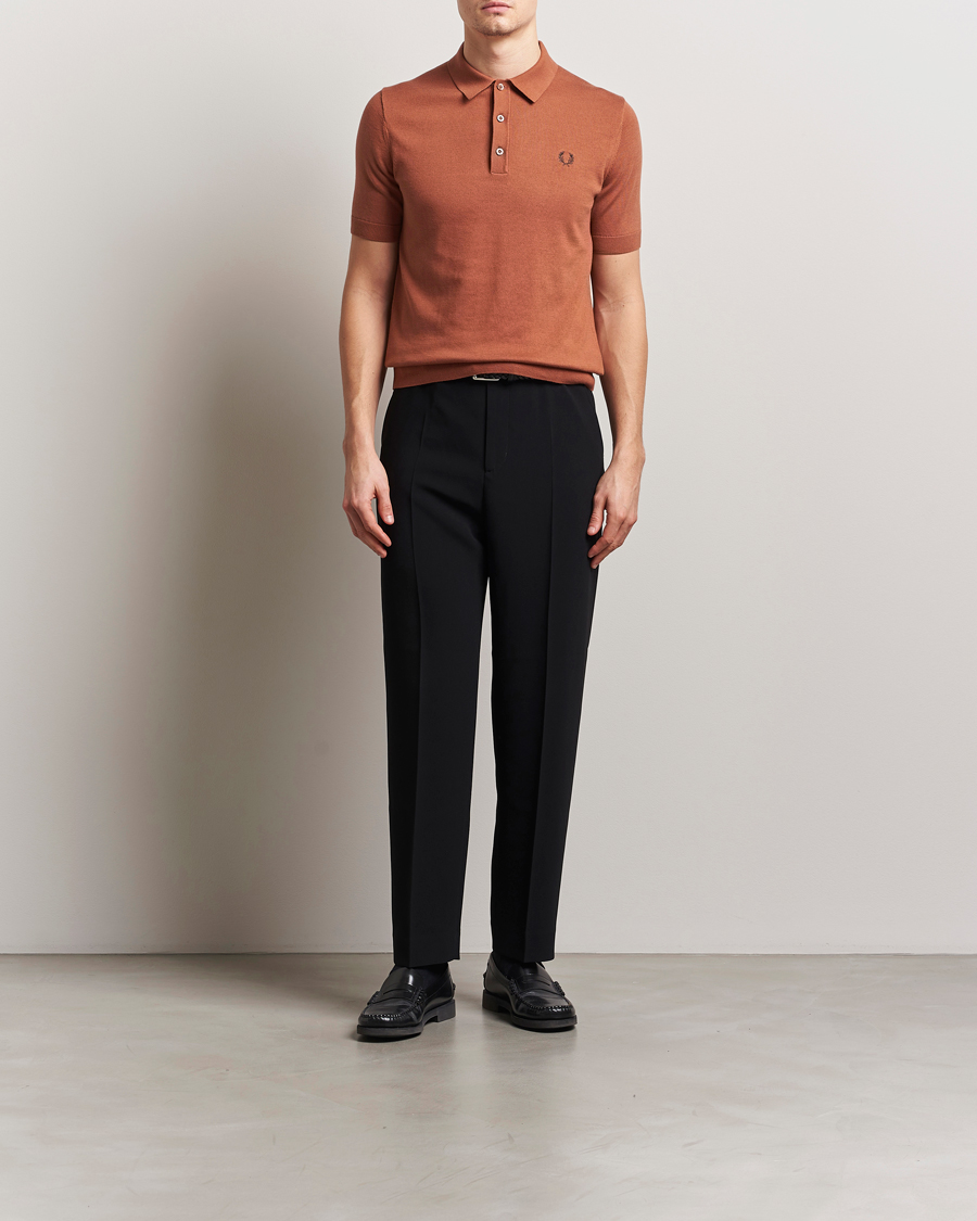Herr | Pikéer | Fred Perry | Cotton Knitted Polo Cinnamon Brown