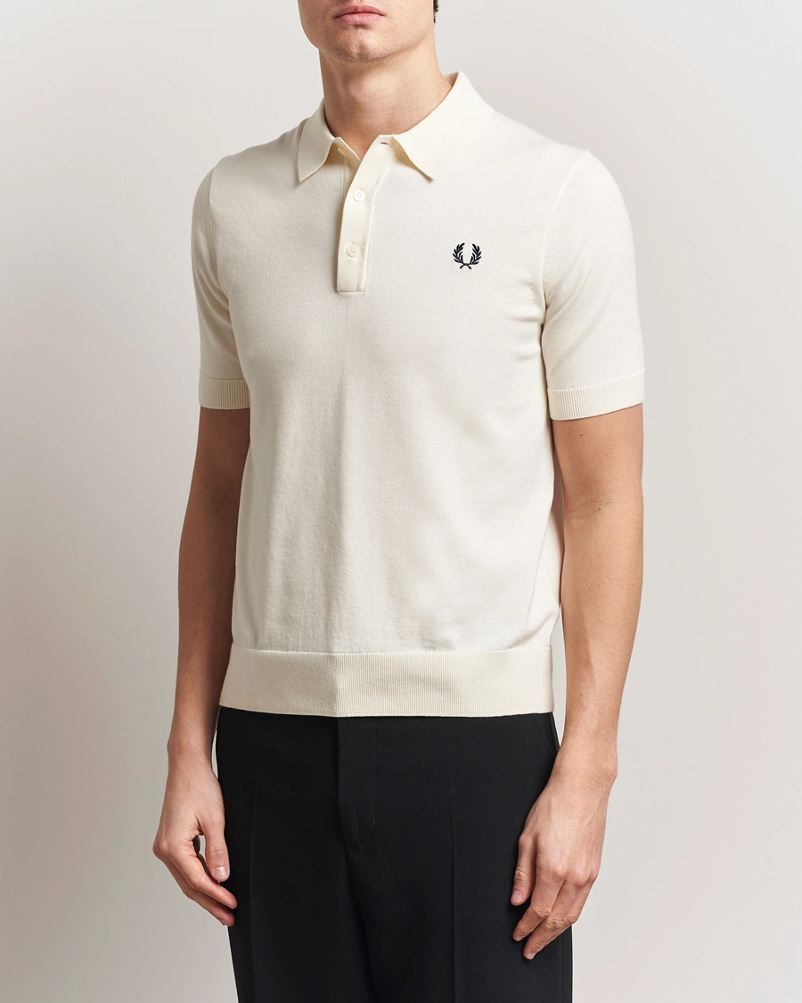 Herr | Pikéer | Fred Perry | Cotton Knitted Polo Ecru