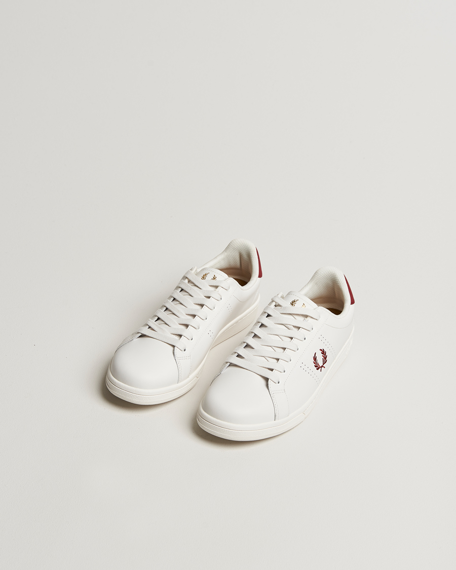 Herr | Sneakers | Fred Perry | B721 Leather Sneaker Snow White/Red