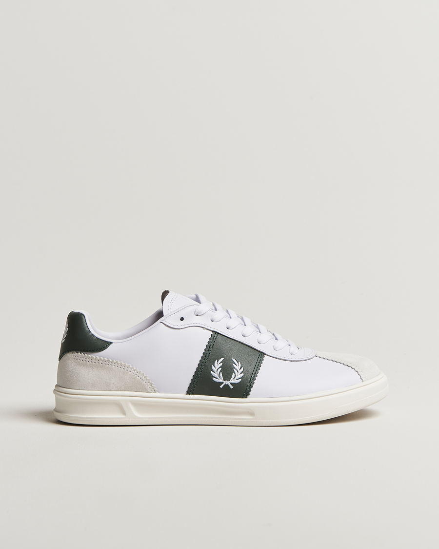 Herr | Sneakers | Fred Perry | B4 Leather/Suede Sneaker White/Green