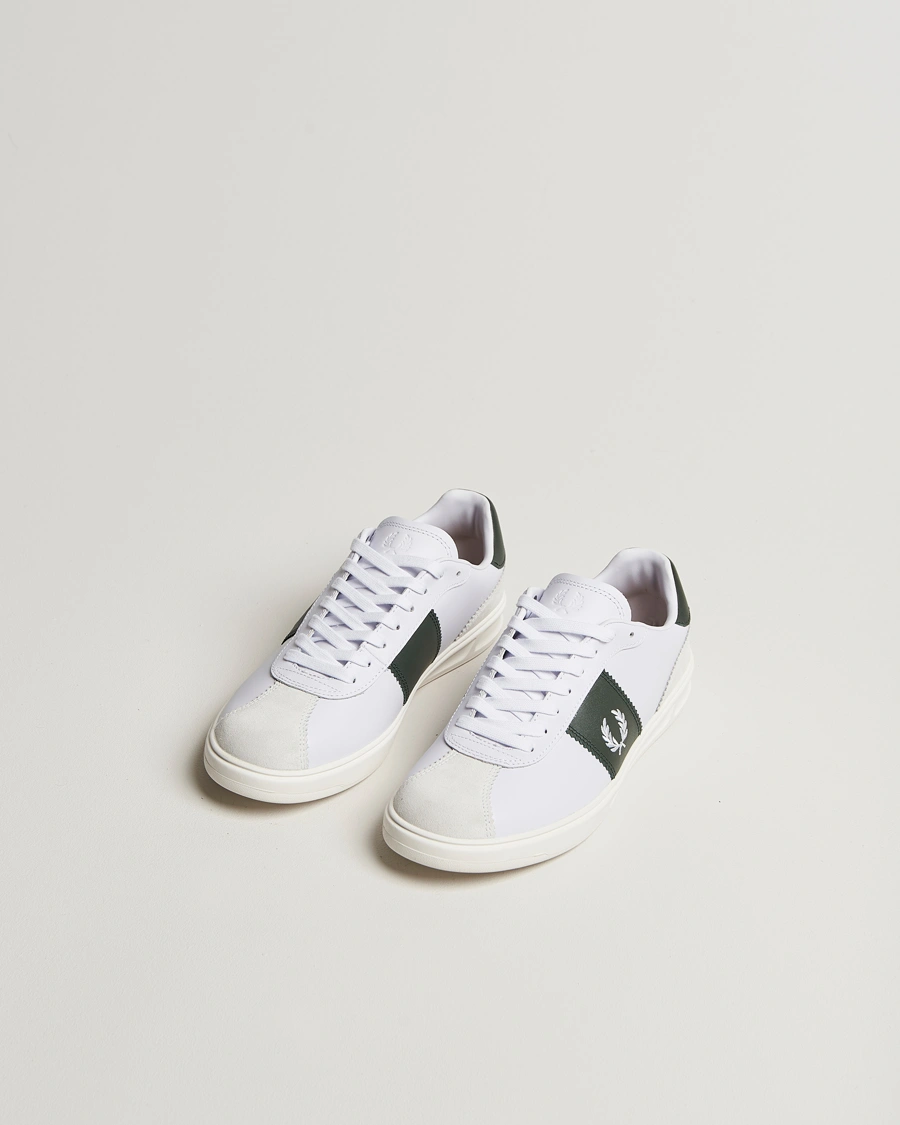 Herr | Sneakers | Fred Perry | B4 Leather/Suede Sneaker White/Green