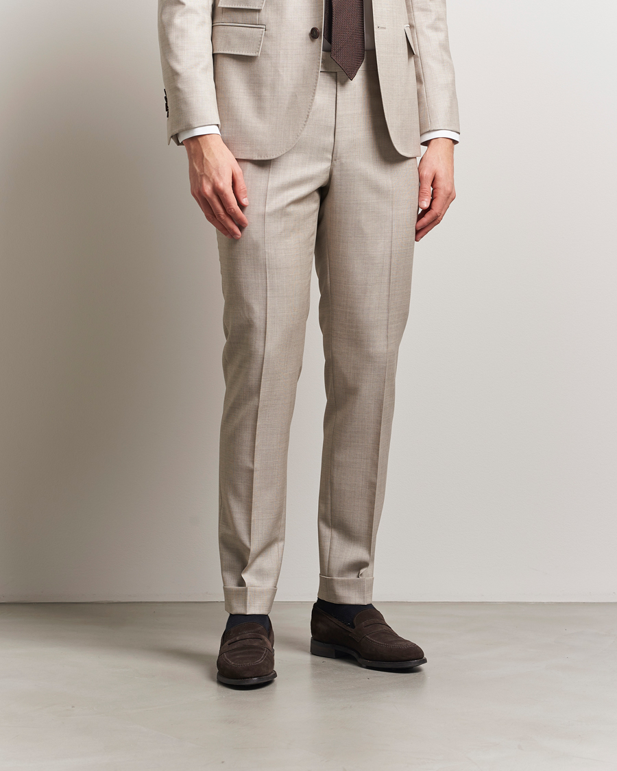 Herr | Byxor | Morris Heritage | Prestige Structured Suit Trousers Beige