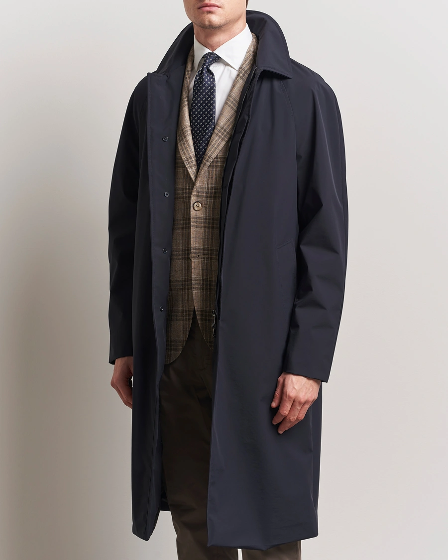 Herr | Jackor | Oscar Jacobson | Long Nylon Raglan Coat Navy