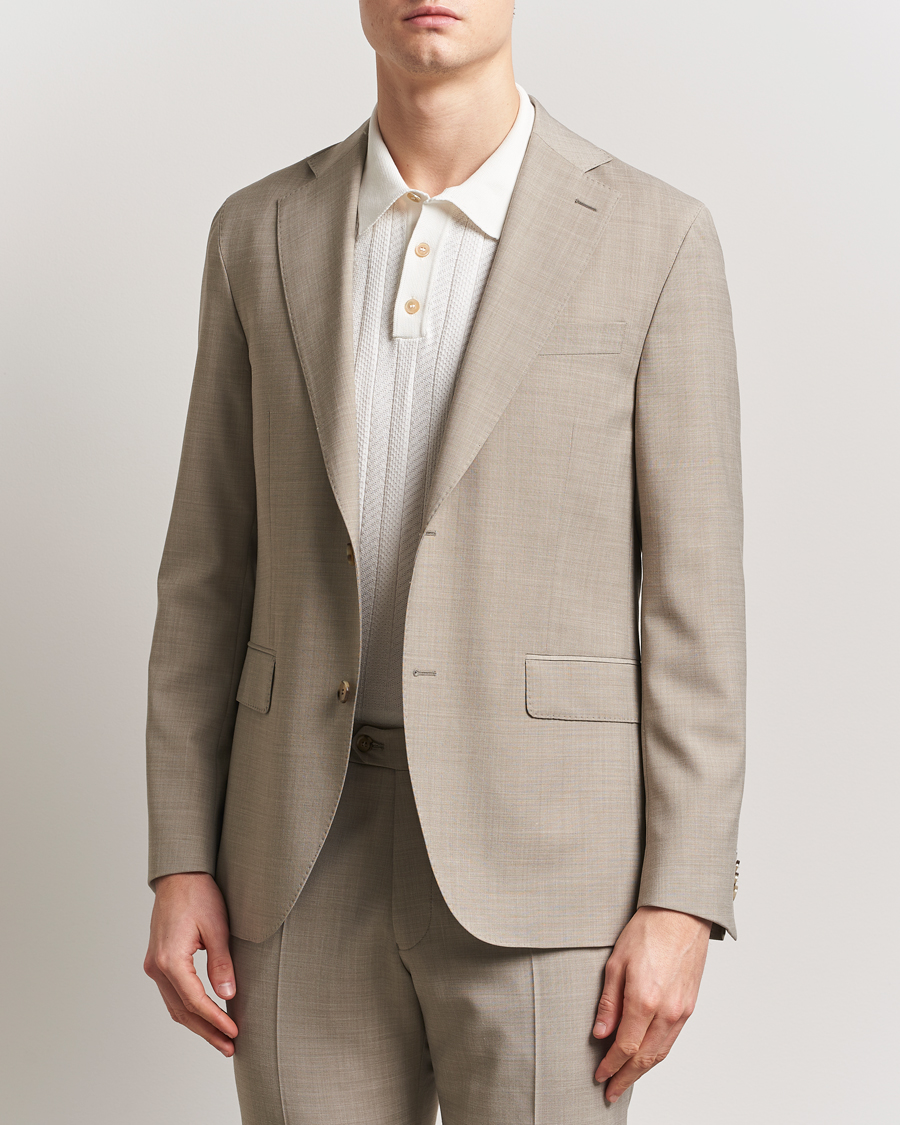 Herr | Kavajer | Oscar Jacobson | Fogerty Wool Stretch Suit Blazer Beige