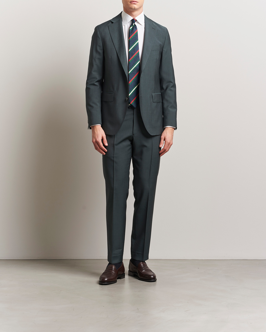Herr | Byxor | Oscar Jacobson | Dandy Wool/Mohair Suit Trousers Green