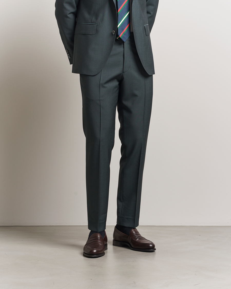 Herr | Byxor | Oscar Jacobson | Dandy Wool/Mohair Suit Trousers Green