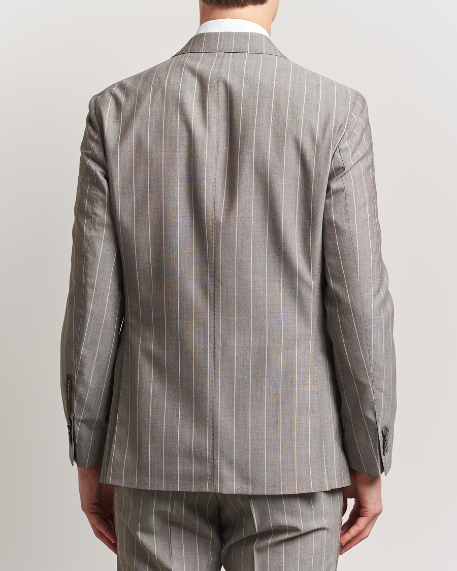 Herr | Kavajer | Oscar Jacobson | Faron Striped Super 130s Wool Blazer Beige