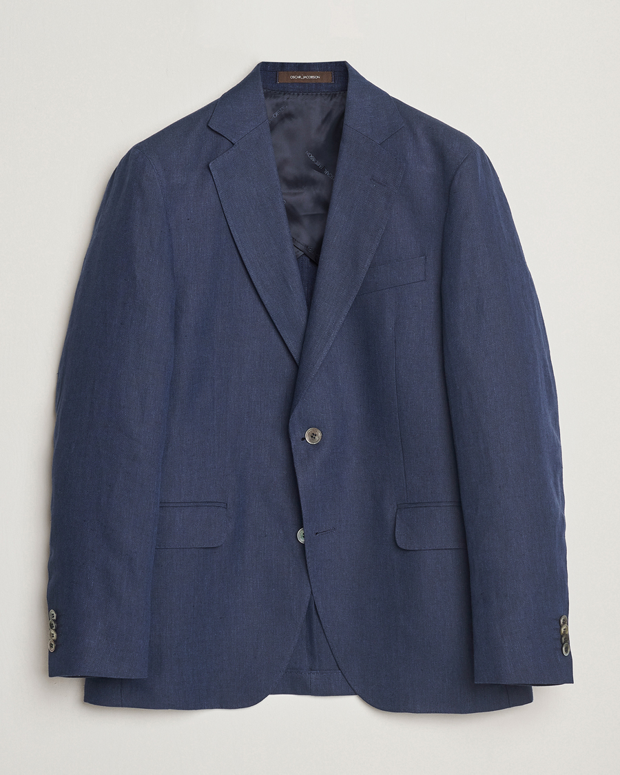 Herr | Kavajer | Oscar Jacobson | Ferry Soft Linen Blazer Navy
