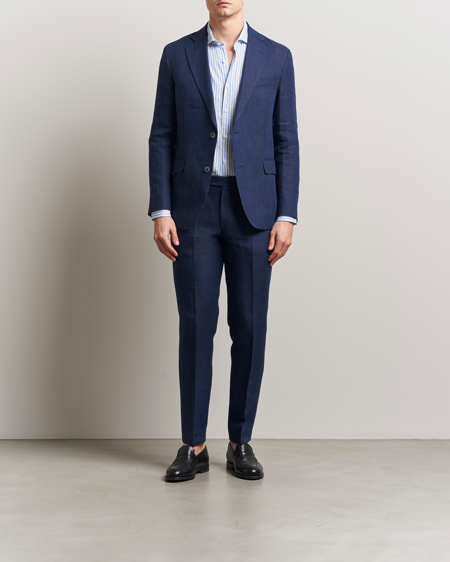 Herr | Kavajer | Oscar Jacobson | Ferry Soft Linen Blazer Navy