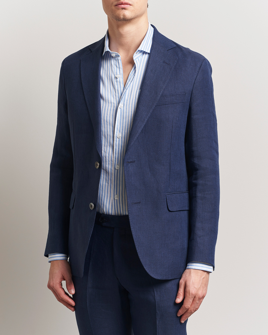 Herr | Kavajer | Oscar Jacobson | Ferry Soft Linen Blazer Navy
