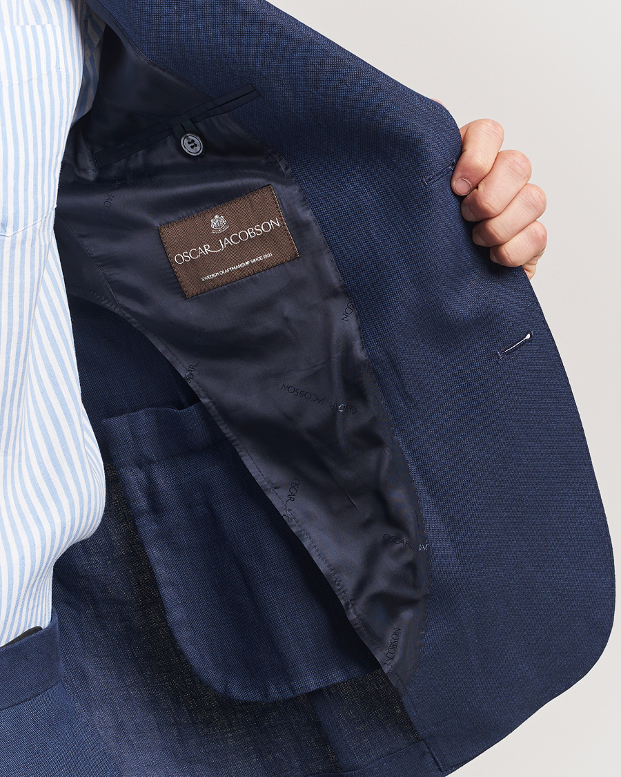 Herr | Kavajer | Oscar Jacobson | Ferry Soft Linen Blazer Navy