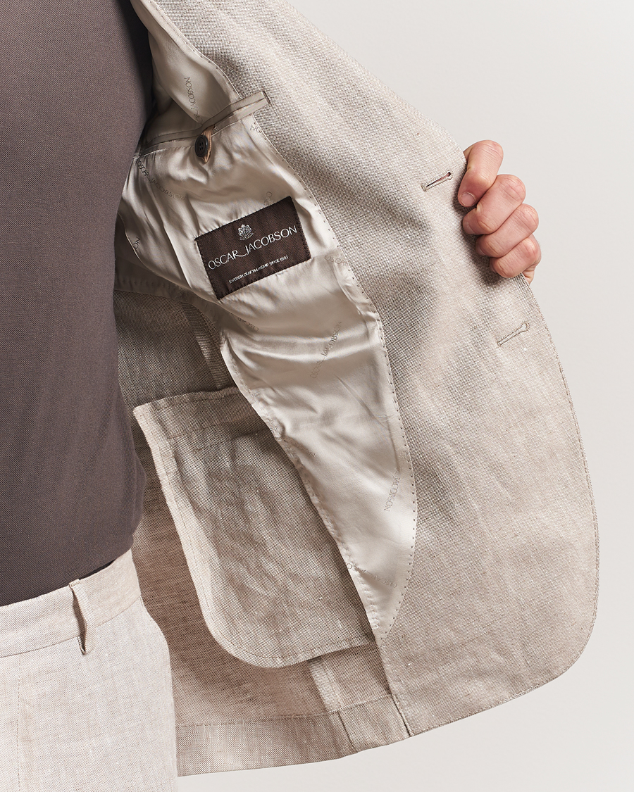 Herr | Kavajer | Oscar Jacobson | Ferry Soft Linen Blazer Beige