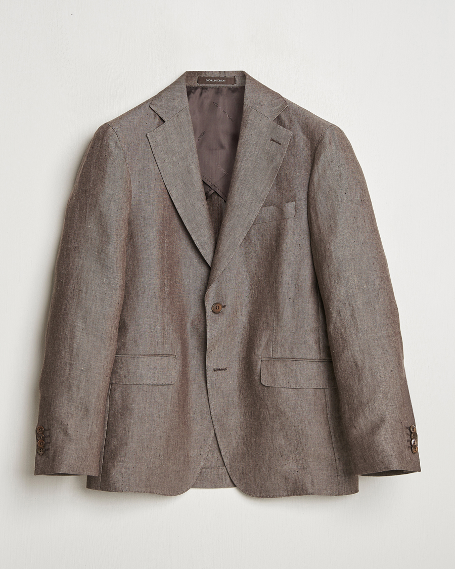 Herr | Kavajer | Oscar Jacobson | Ferry Soft Linen Blazer Brown