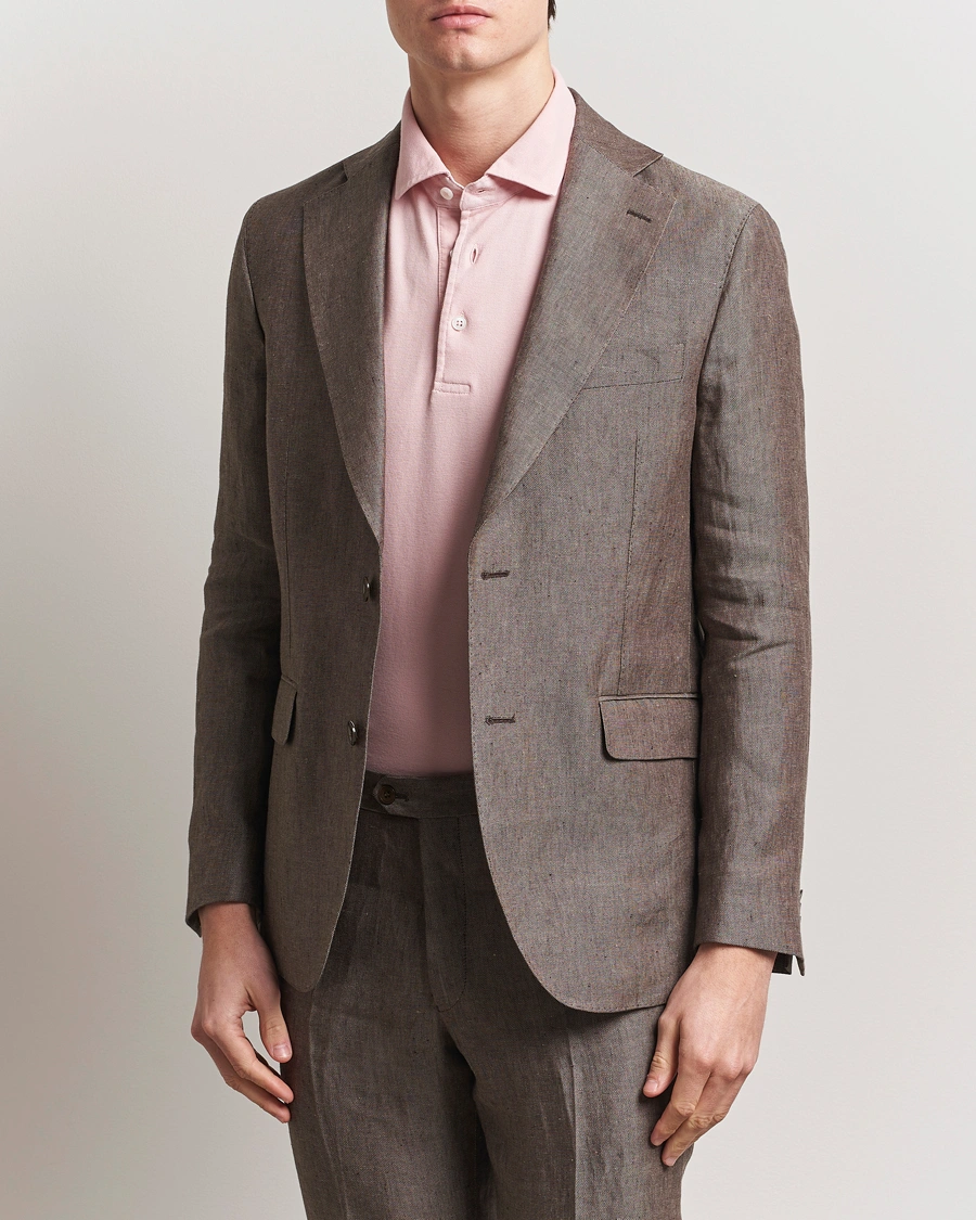 Herr | Kavajer | Oscar Jacobson | Ferry Soft Linen Blazer Brown