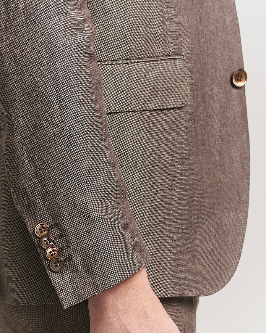 Herr | Kavajer | Oscar Jacobson | Ferry Soft Linen Blazer Brown