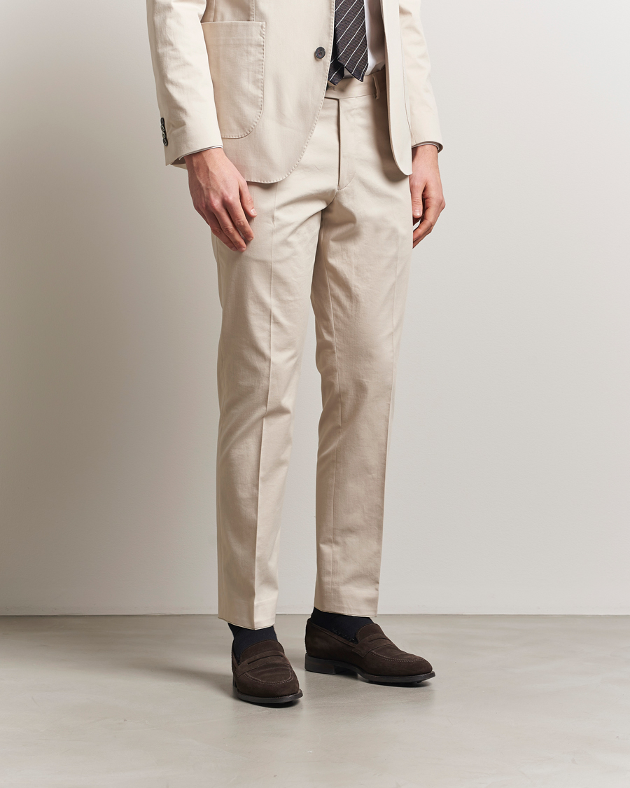 Herr | Byxor | Oscar Jacobson | Dandy Cotton Trousers Beige