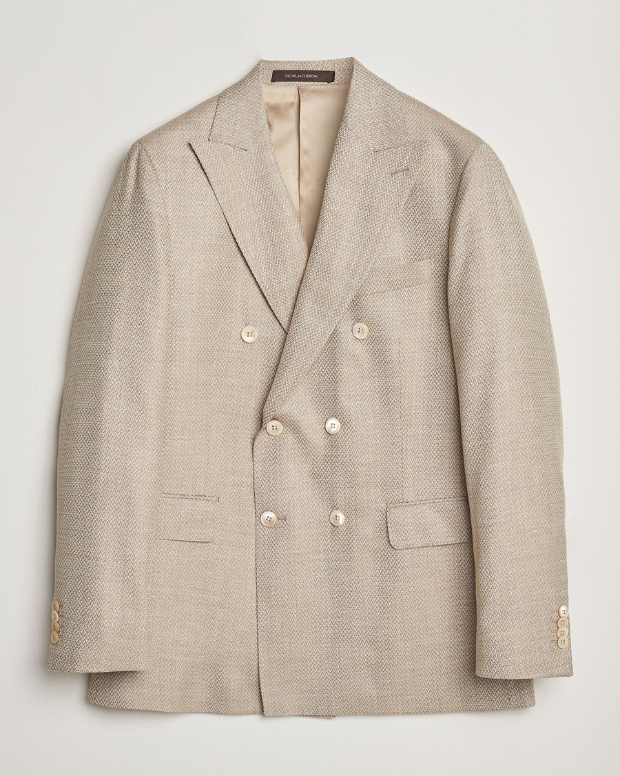 Herr | Kavajer | Oscar Jacobson | Farris DB Loro Piana Wool/Silk/Linen Blazer Beige