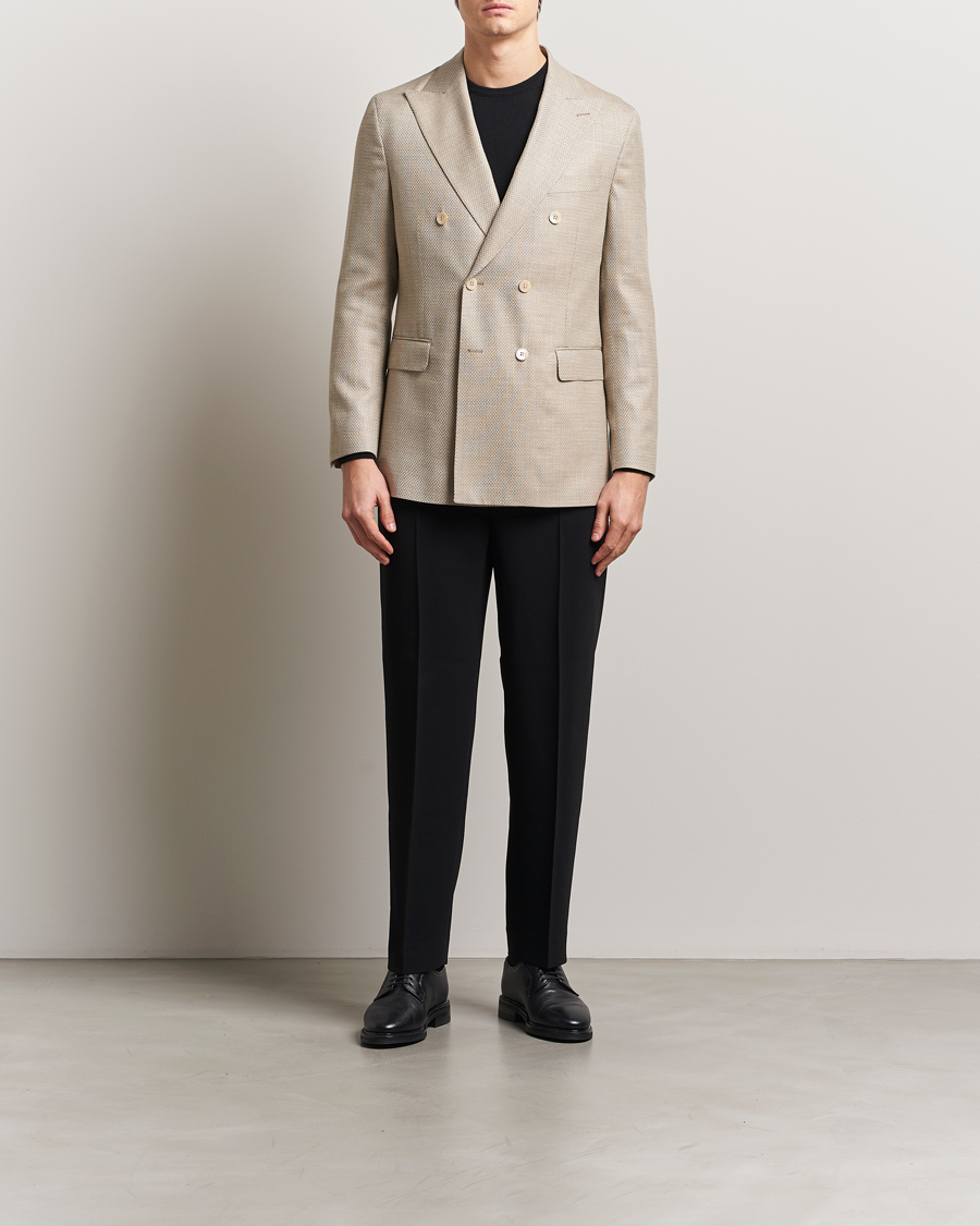 Herr | Kavajer | Oscar Jacobson | Farris DB Loro Piana Wool/Silk/Linen Blazer Beige