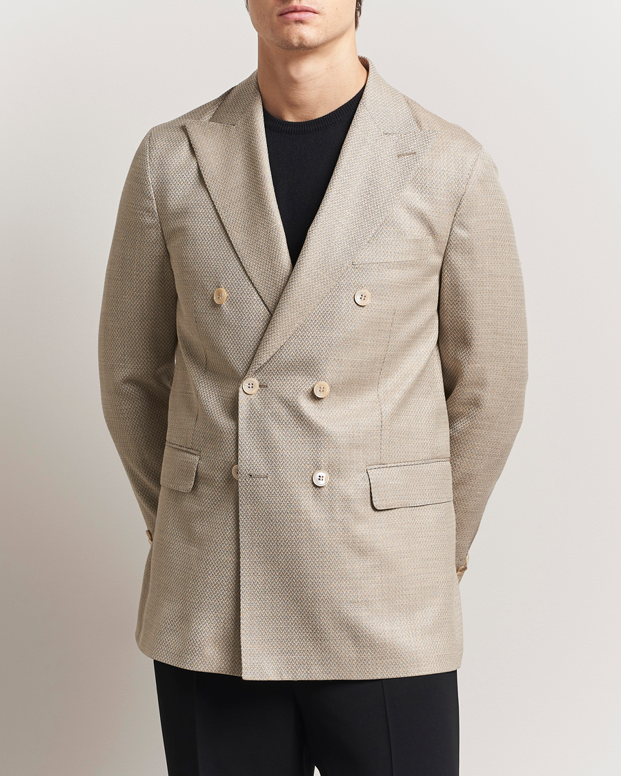 Herr | Kavajer | Oscar Jacobson | Farris DB Loro Piana Wool/Silk/Linen Blazer Beige