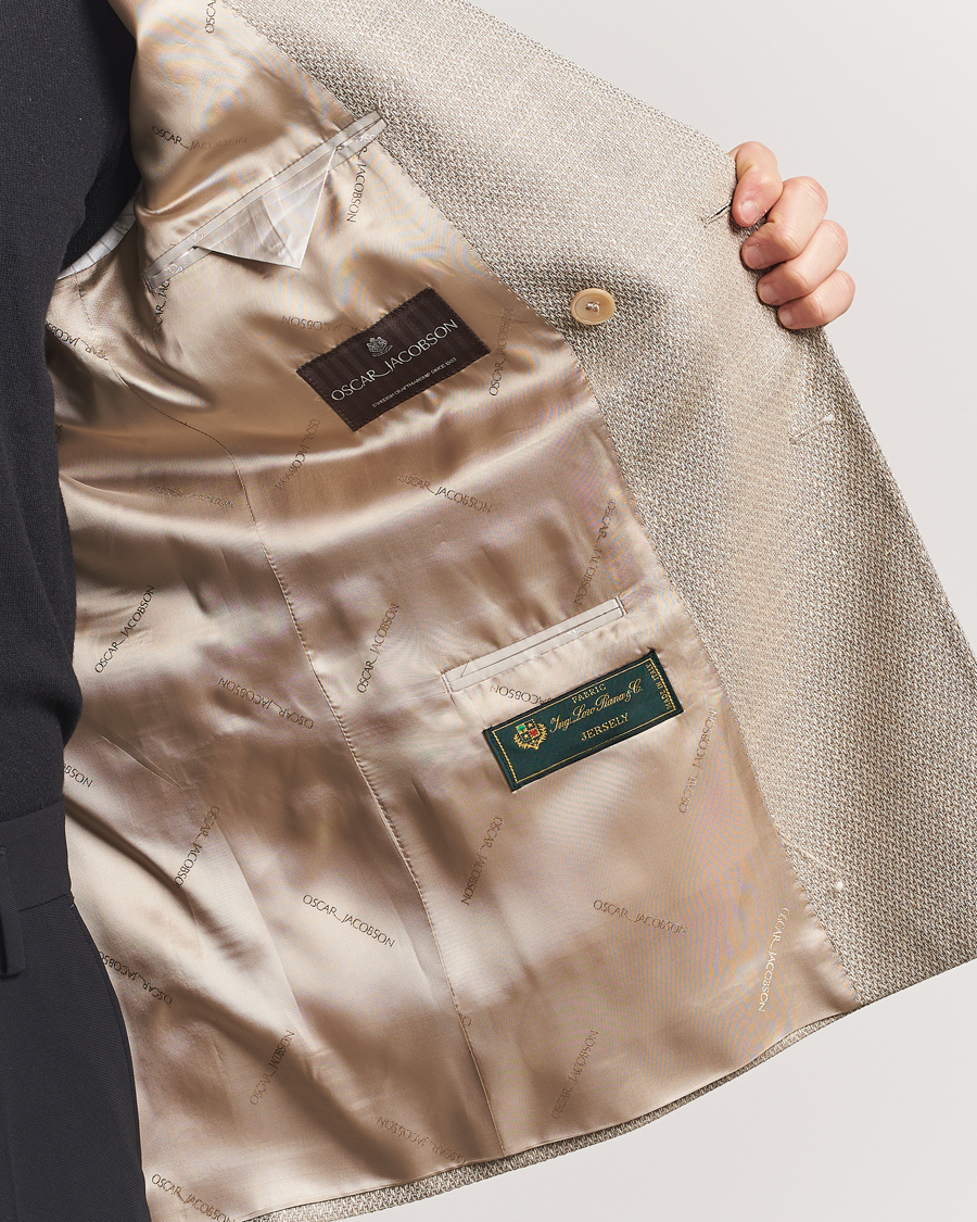 Herr | Kavajer | Oscar Jacobson | Farris DB Loro Piana Wool/Silk/Linen Blazer Beige