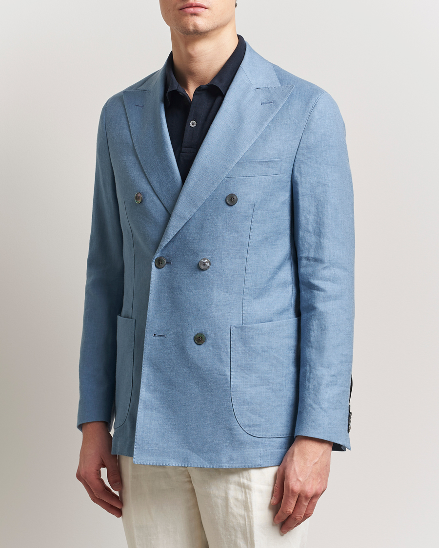 Herr | Kavajer | Oscar Jacobson | Farris Patch Soft DB Linen Blazer Light Blue