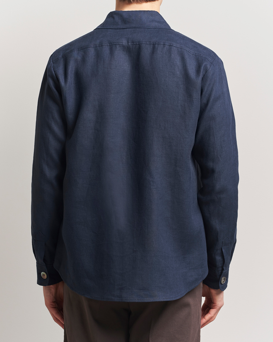 Herr | Skjortor | Oscar Jacobson | Maverick Linen Shirt Jacket Navy