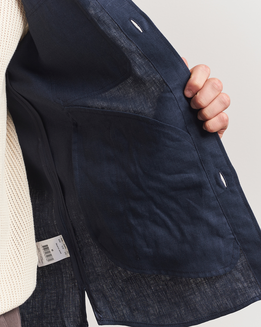 Herr | Skjortor | Oscar Jacobson | Maverick Linen Shirt Jacket Navy