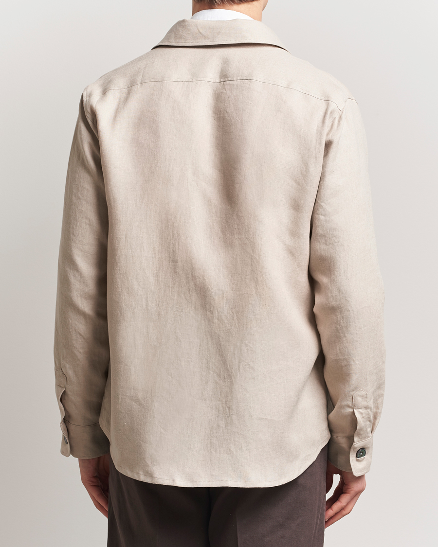 Herr | Skjortor | Oscar Jacobson | Maverick Linen Shirt Jacket White Grass