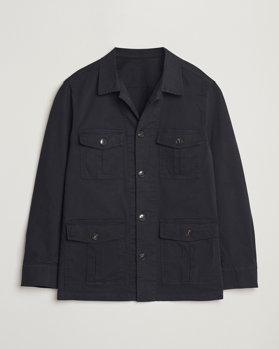 Herr | Skjortor | Oscar Jacobson | Safari Shirt Jacket Navy