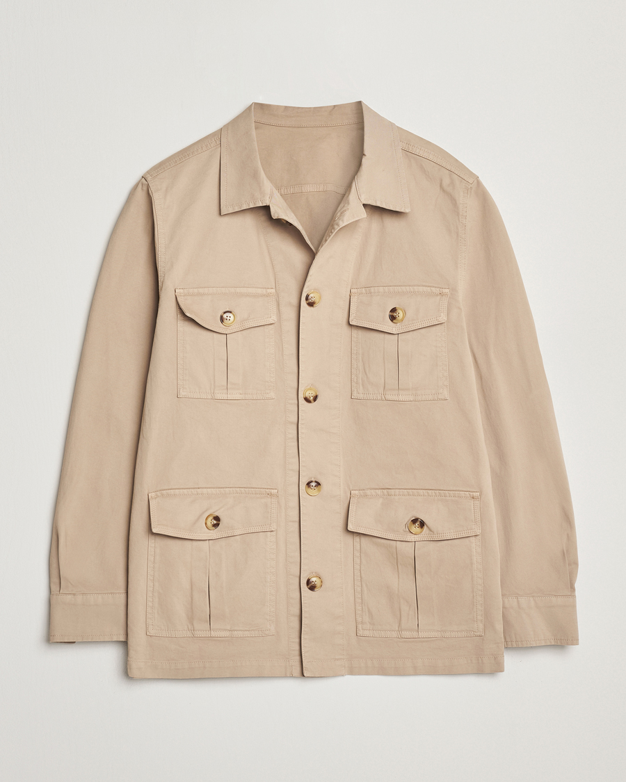 Herr | Skjortor | Oscar Jacobson | Safari Cotton Shirt Jacket Beige