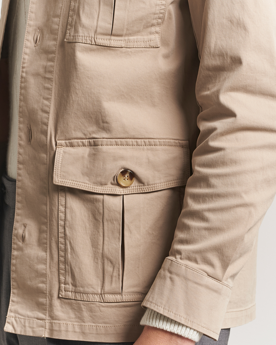 Herr | Skjortor | Oscar Jacobson | Safari Cotton Shirt Jacket Beige