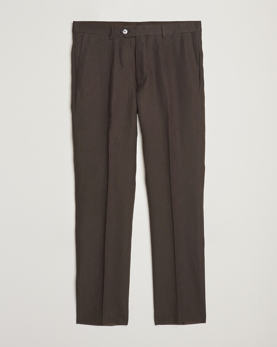Herr | Byxor | Oscar Jacobson | Dandy Linen Trousers Brown