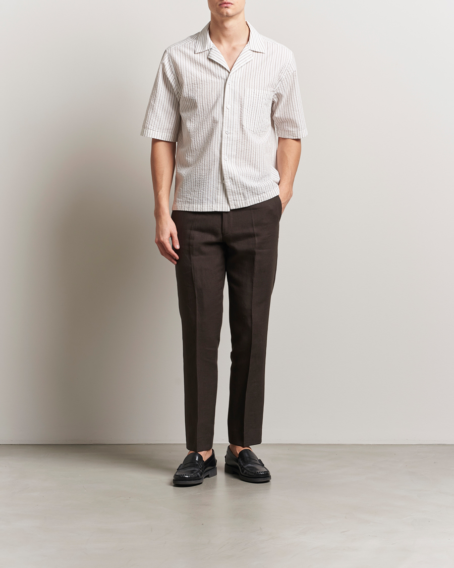 Herr | Byxor | Oscar Jacobson | Dandy Linen Trousers Brown