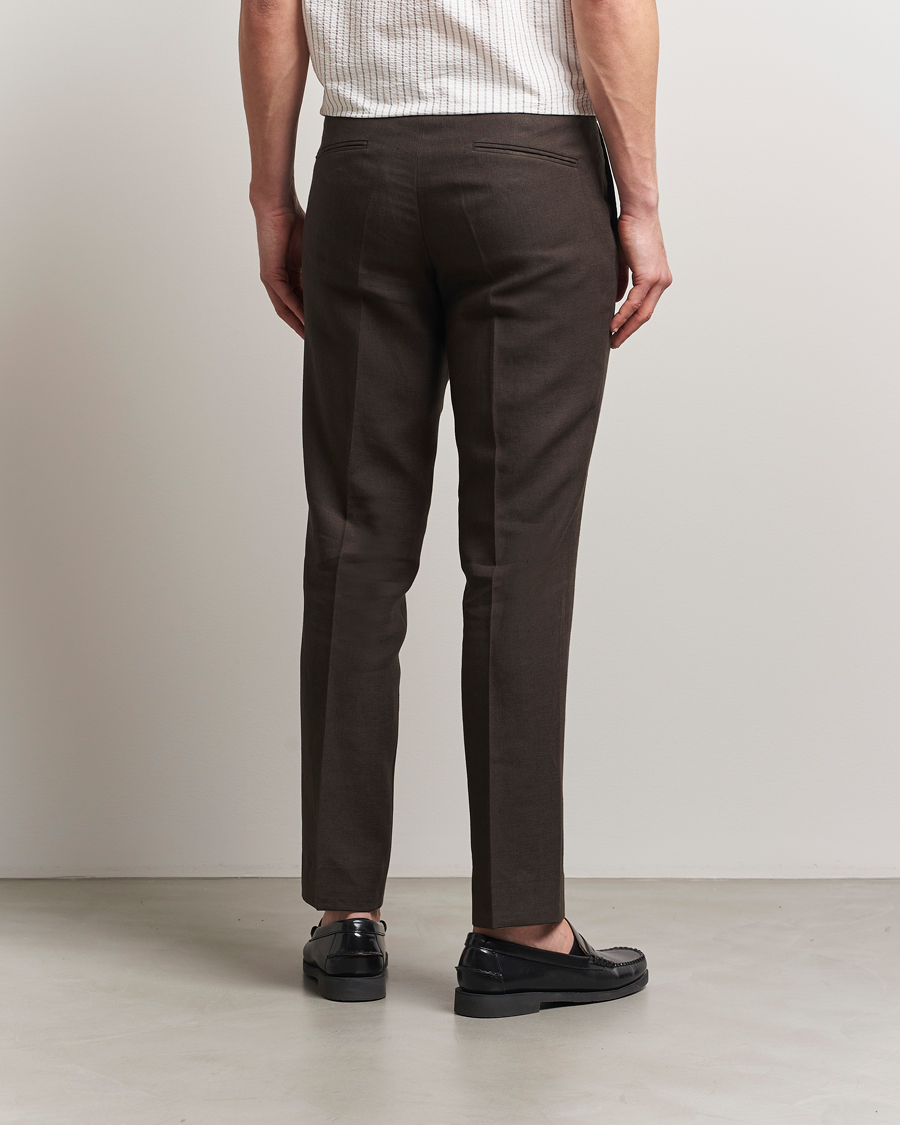 Herr | Byxor | Oscar Jacobson | Dandy Linen Trousers Brown
