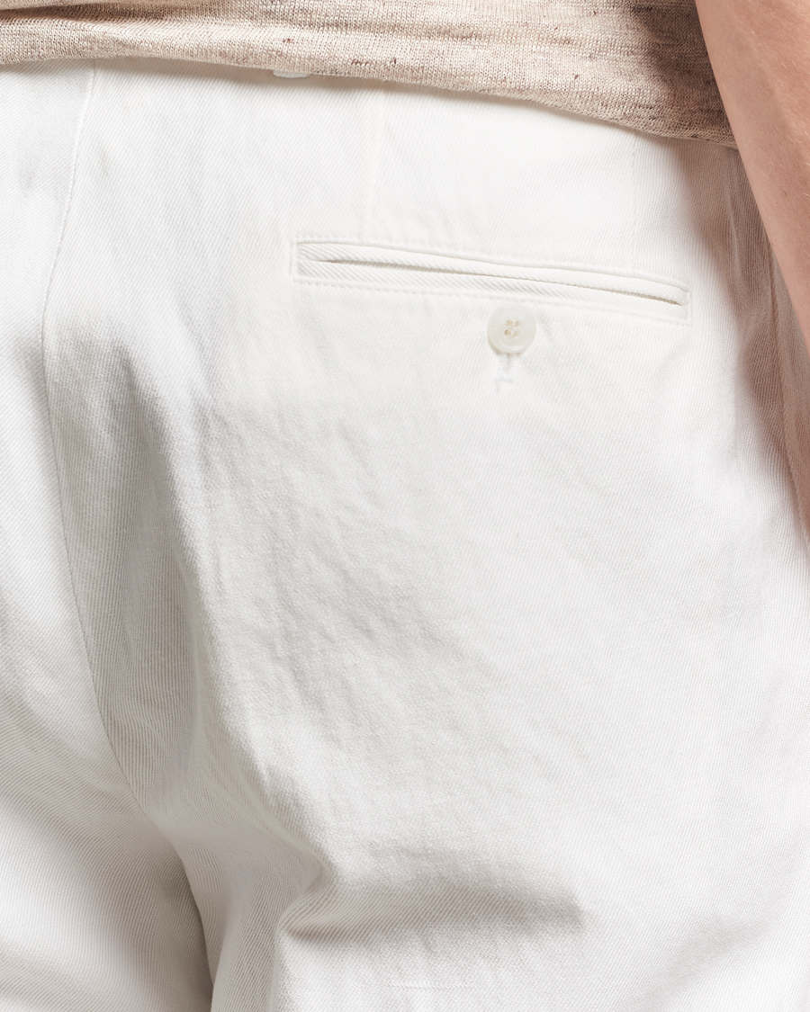 Herr | Byxor | Oscar Jacobson | Del Cotton/Linen Trousers White