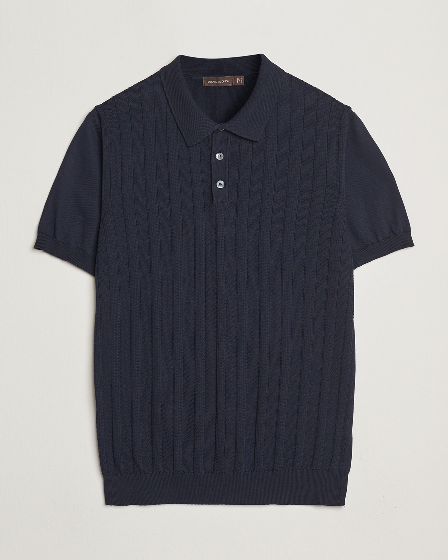 Herr | Pikéer | Oscar Jacobson | Barto Structured Cotton Polo Navy