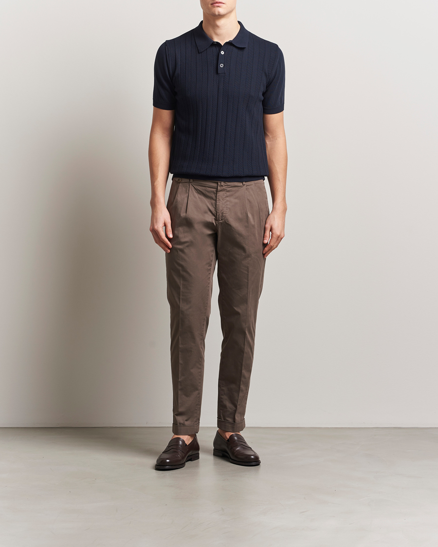 Herr | Pikéer | Oscar Jacobson | Barto Structured Cotton Polo Navy