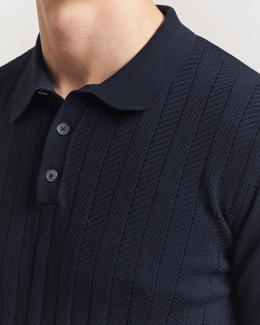 Herr | Pikéer | Oscar Jacobson | Barto Structured Cotton Polo Navy