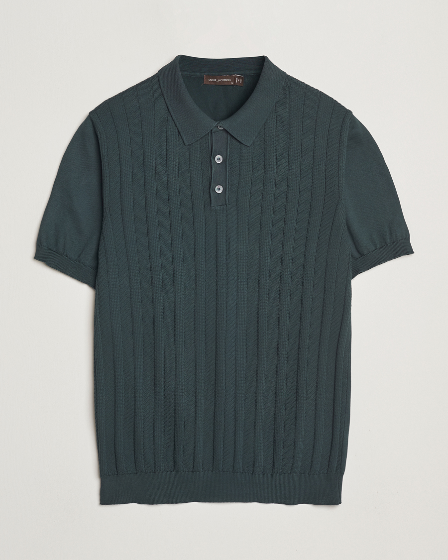 Herr | Pikéer | Oscar Jacobson | Barto Structured Cotton Polo Green