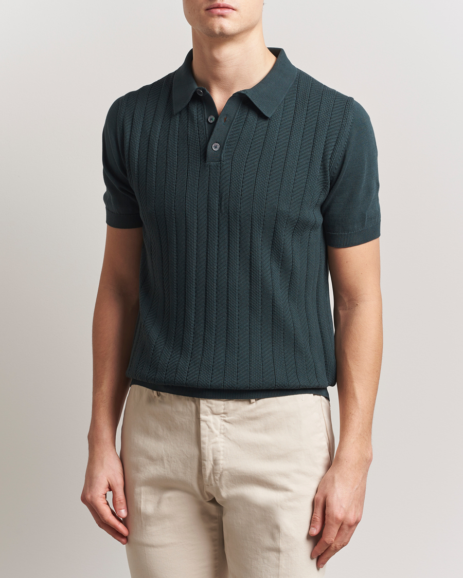 Herr | Pikéer | Oscar Jacobson | Barto Structured Cotton Polo Green