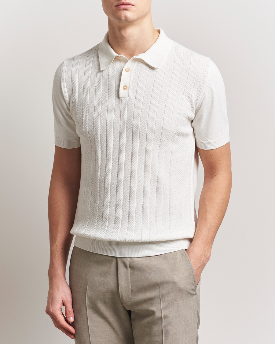 Herr | Pikéer | Oscar Jacobson | Barto Structured Cotton Polo Snow White