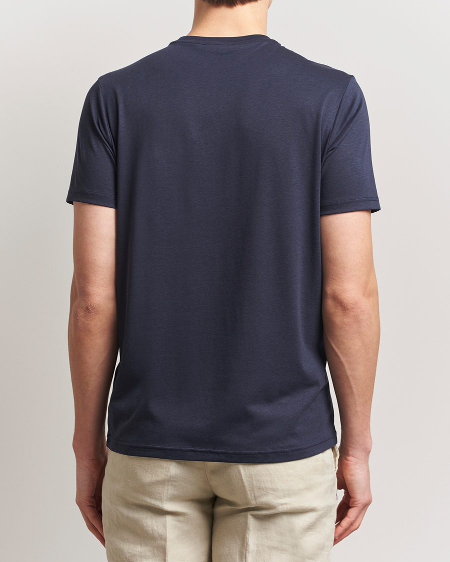 Herr | T-Shirts | Oscar Jacobson | Kim Lyocel/Cotton T-Shirt Navy