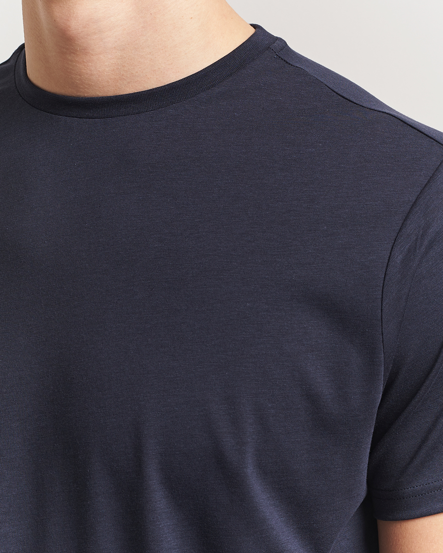 Herr | T-Shirts | Oscar Jacobson | Kim Cotton/Tencel T-Shirt Navy