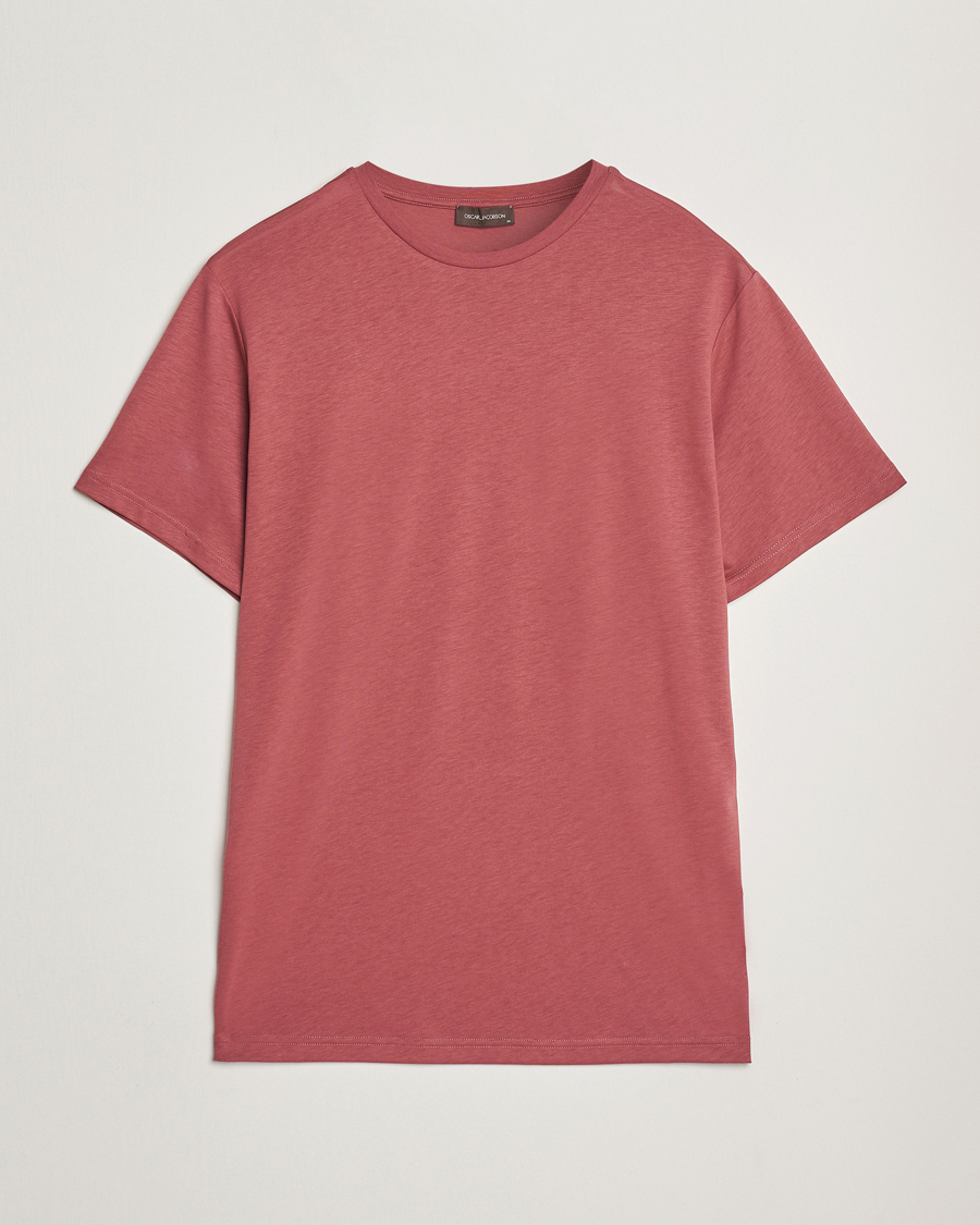 Herr | T-Shirts | Oscar Jacobson | Kim Cotton/Tencel T-Shirt Rasberry
