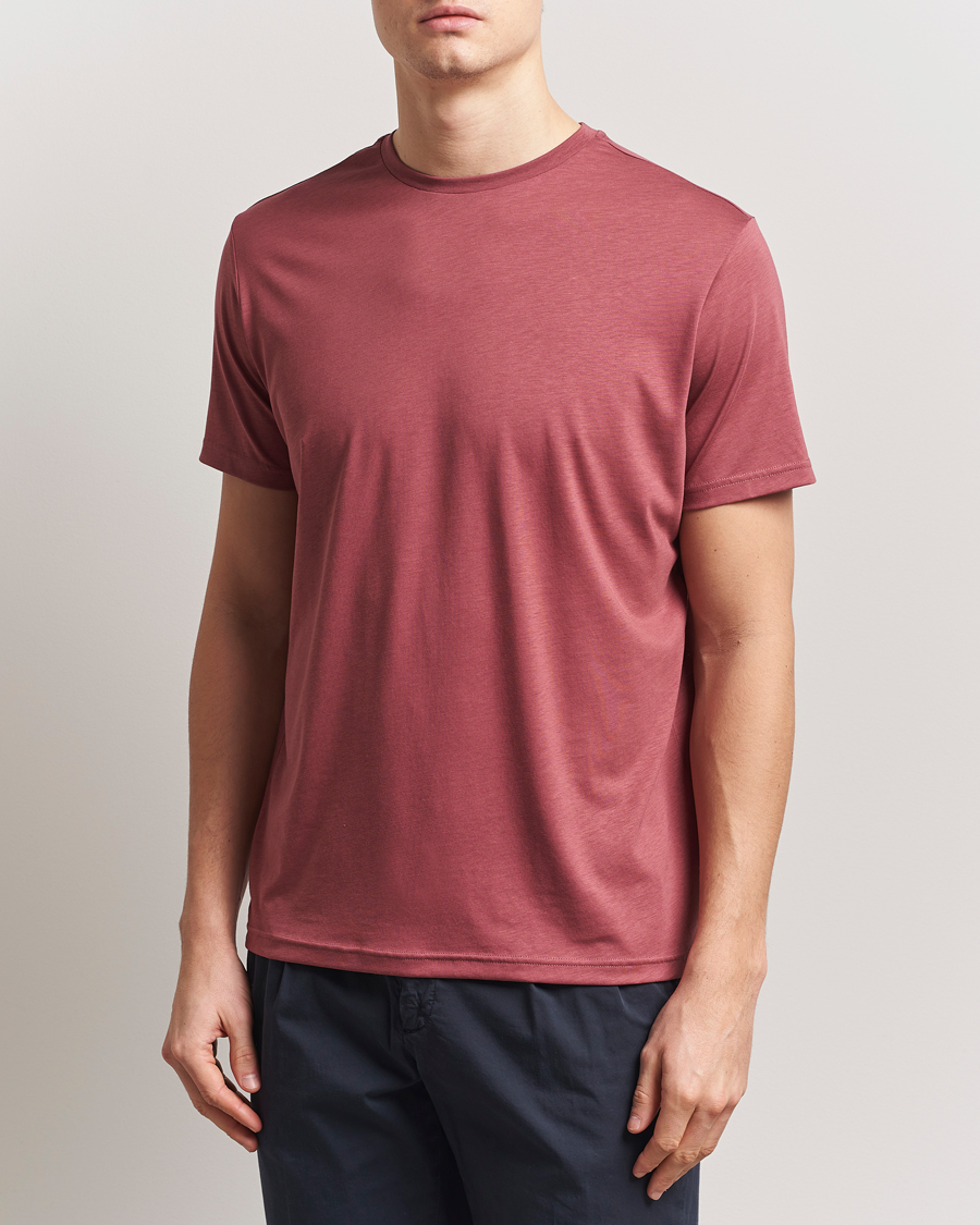Herr | T-Shirts | Oscar Jacobson | Kim Cotton/Tencel T-Shirt Rasberry